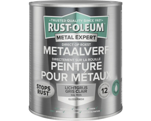 Rust Oleum Metal Expert verfblik voor metaal, direct op roest, lichtgrijs RAL 7035, glans