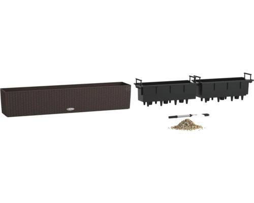 Bruine plantenbak met irrigatiesysteem en accessoires