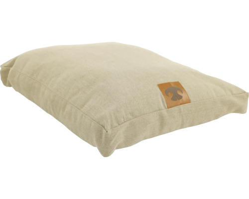 Hondenkussen van stof met leren logo