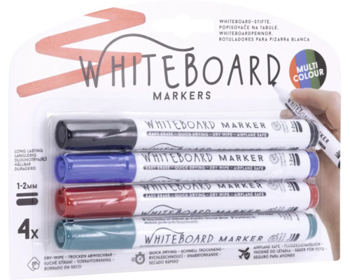 Verpakking whiteboardmarkers met vier stiften in verschillende kleuren