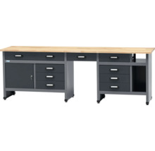 Werkbank met laden, deur en houten blad