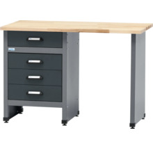Werkbank met laden en houten blad
