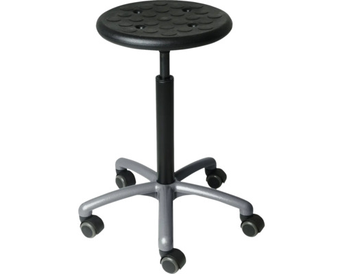 Werkstoel met wielen en ronde zitting