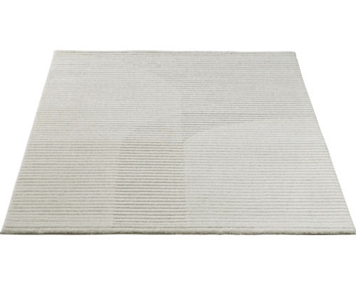 Rechthoekig vloerkleed met geribbelde textuur.