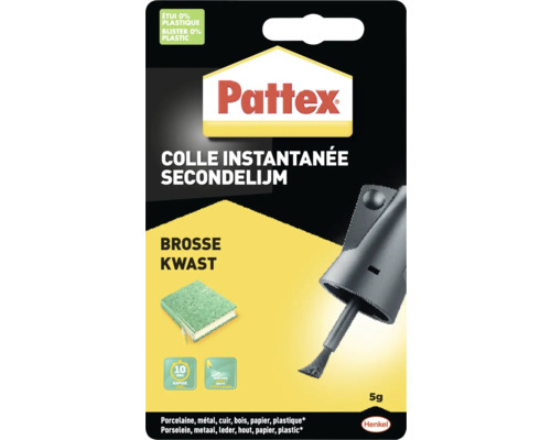 Pattex secondenlijm met borstel, geschikt voor porselein, metaal, leer, hout, papier en kunststof