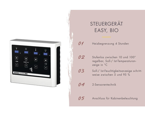 Saunabedieningsapparaat Easy Bio met digitale display
