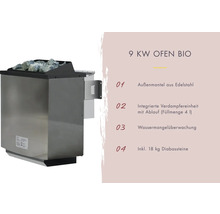 9 kilowatt sauna kachel met roestvrijstalen mantel en 18 kilogram diabas stenen