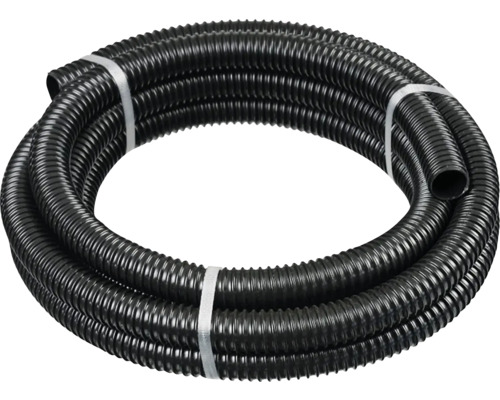 Zwarte flexibele beschermslang, opgerold en vastgezet