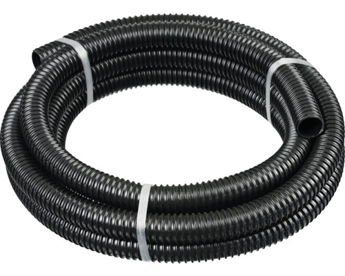 Zwarte flexibele kabelbeschermingsslang, opgerold.