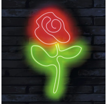 Neonreclame met rozenmotief