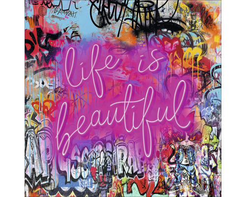 Muurdecoratie met graffiti en het opschrift Life is Beautiful