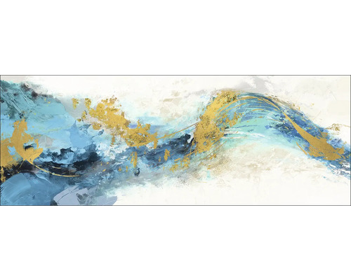 Abstract schilderij met gouden en blauwe kleuraccenten