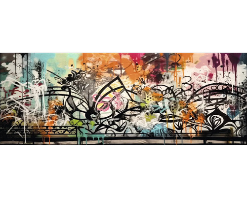 PURE LIVING Schilderij canvas Graffiti Muur 77x27 cm Abstracte muurschildering met verschillende vormen en patronen