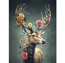 Illustratie van een hert met bloemen op het gewei