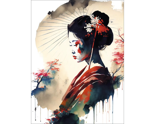 PURE LIVING Schilderij canvas Geisha IV 77x57