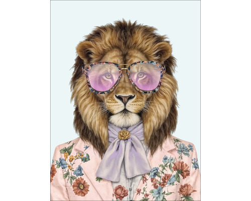 PURE LIVING Schilderij canvas Lion With Glasses I 77x57