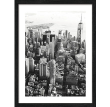 Ingelijste zwart-witfoto van een New Yorks stadsgezicht
