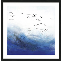 Ingelijste afbeelding met abstracte weergave van vogels en water