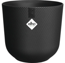 Zwarte plantenpot met ruitpatroon en Elho logo