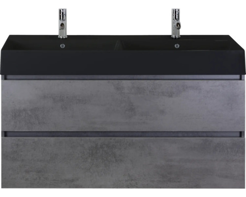 Wastafelonderkast met twee wastafels en twee laden