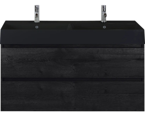 Wastafelonderkast met twee laden en twee wastafels