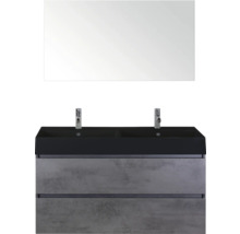 Wastafelonderkast met twee wastafels en spiegel