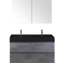Wastafelmeubel met twee wastafels, twee lades en spiegelkast