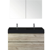 Wastafelmeubel met onderkast, dubbele wastafel en spiegelkast voor de badkamer