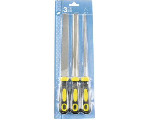 Drie vijlen met handgrepen in blisterverpakking