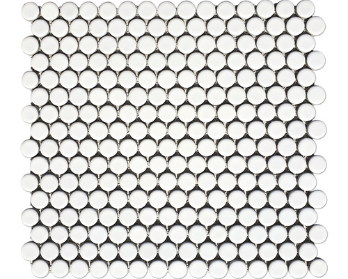 Mozaïektegel keramisch Knopf 110N wit 32x30,5 cm Keramische mozaïektegels met rond design
