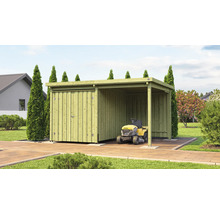 Tuinhuis met schuifdeur en zitmaaier