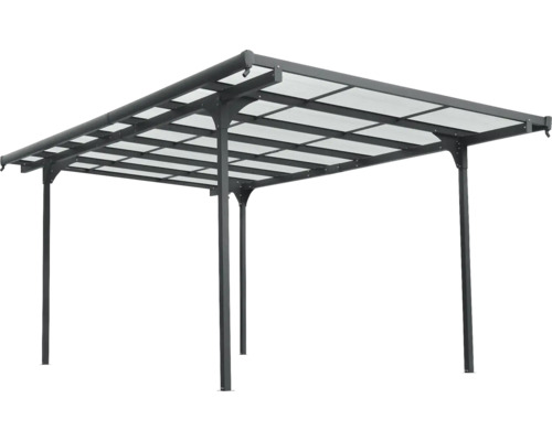 Paviljoen met transparant dak en metalen frame