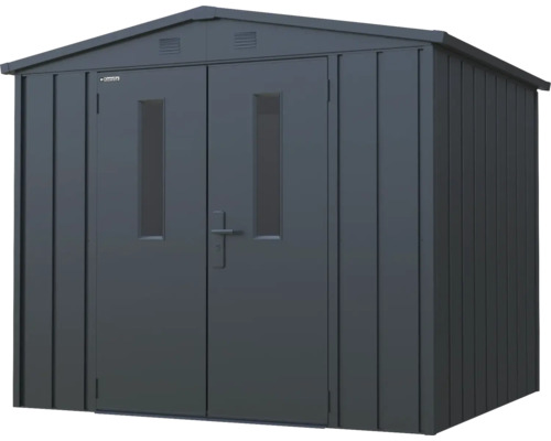 Metalen tuinhuis met dubbele deur en ramen