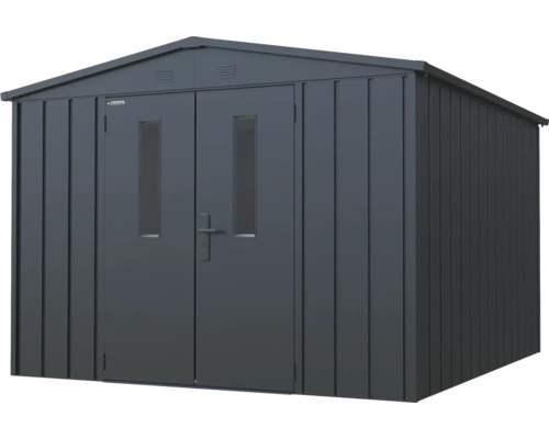 Metalen tuinhuis met dubbele deur en ramen