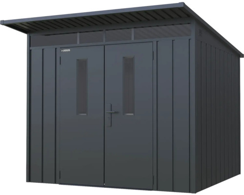 Metalen tuinhuis met dubbele deur en bovenlicht