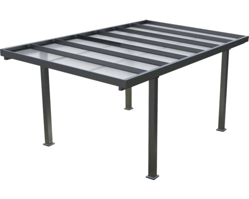 Terrasoverkapping van metaal en transparante panelen