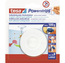 Tesa Powerstrips plafondhaak, zelfklevend en verwijderbaar zonder sporen, maximale belasting 500 gram