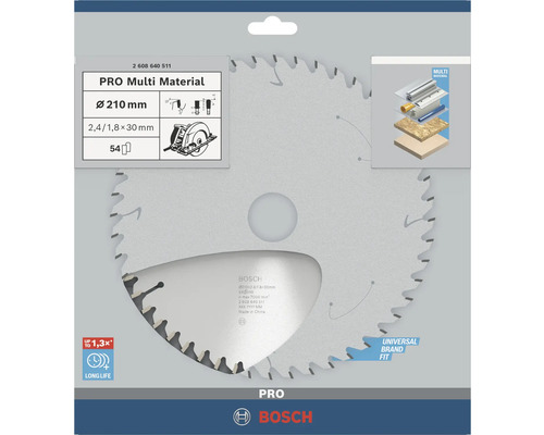 Bosch Pro Multi Material zaagblad met 210 millimeter diameter, 54 tanden en lange levensduur