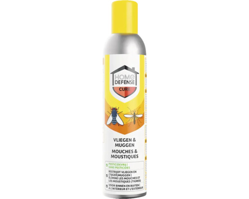 HOME DEFENSE Vliegen & muggen spray pesticidevrij 300 ml Home Defense Cure insectenspray tegen vliegen en muggen