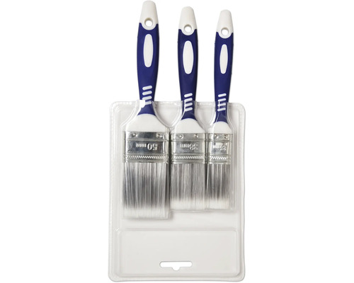 Set van drie verfborstels in plastic verpakking met de maten 25 mm, 38 mm en 50 mm