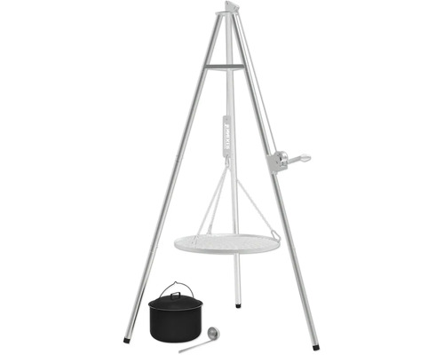 TENNEKER Houtskool Zwenkbarbecue Ø 64 cm incl. goulashpan Driepoot barbecue met rooster, pan en pollepel