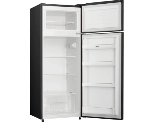 Geopende koelkast met vriesvak bovenaan