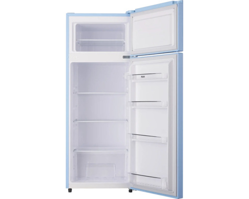 Open koelkast met vriesvak en planken