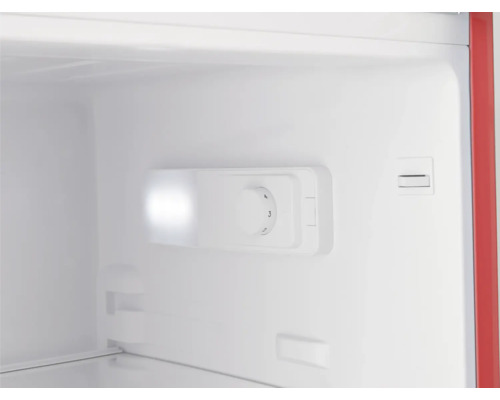 Binnenaanzicht van een koelkast met temperatuurregelaar