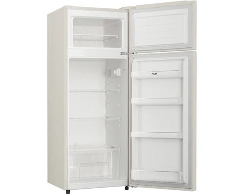 Geopende koelkast met vriesvak boven