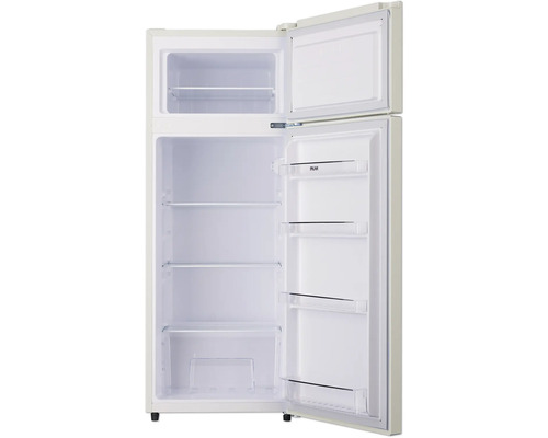 Geopende koelkast met planken