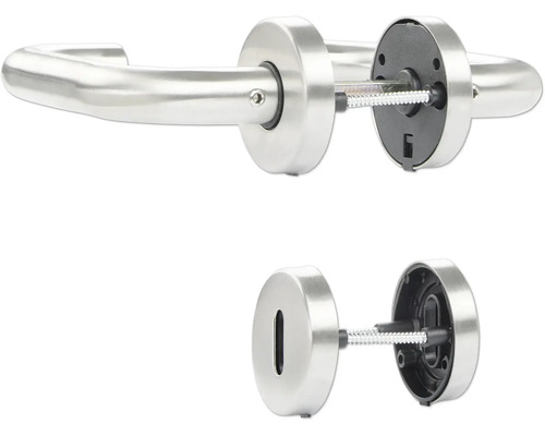 Roestvrijstalen deurklinkset met rozetten