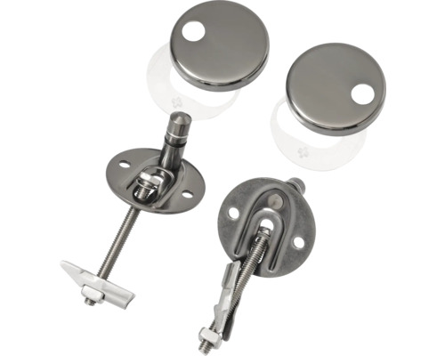 Bevestigingsmateriaal voor toiletzittingen, bestaande uit schroeven en afdekkingen