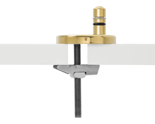 Detailopname van een tafelbevestiging voor wastafelbladen