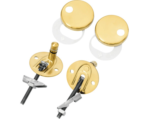 Bevestigingsset voor toiletdeksel, bestaande uit schroeven, moeren en afdekkappen